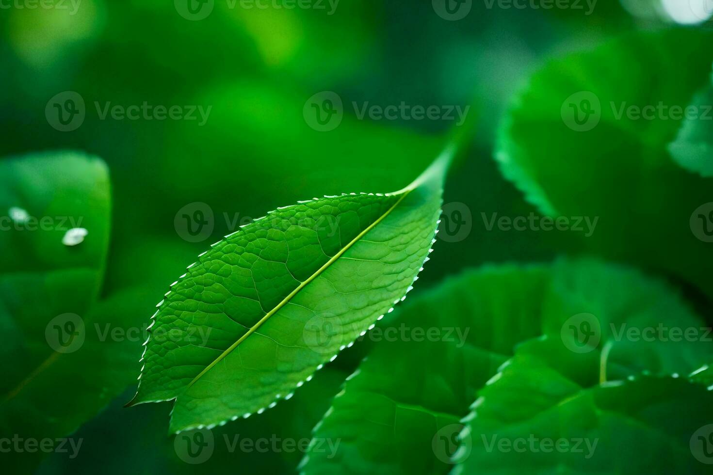 en stänga upp av en blad på en träd. ai-genererad foto