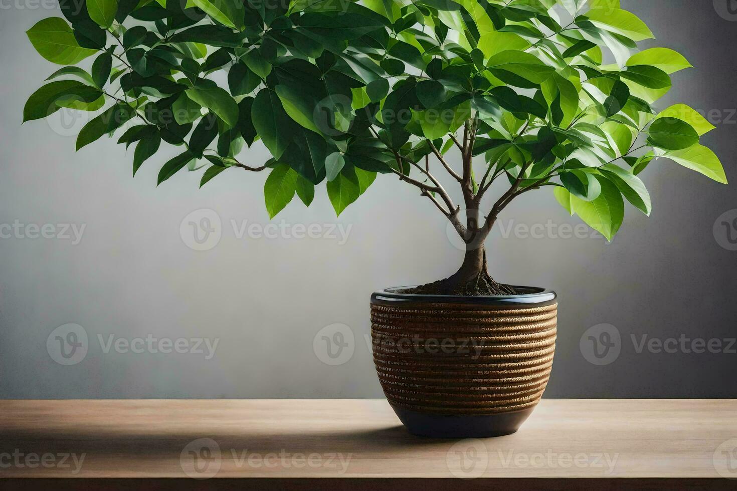 en inlagd växt på en tabell. ai-genererad foto