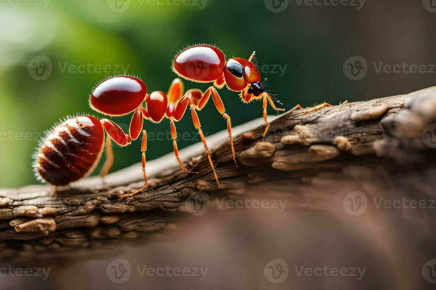 ett myra med två röd ögon på dess tillbaka. ai-genererad foto