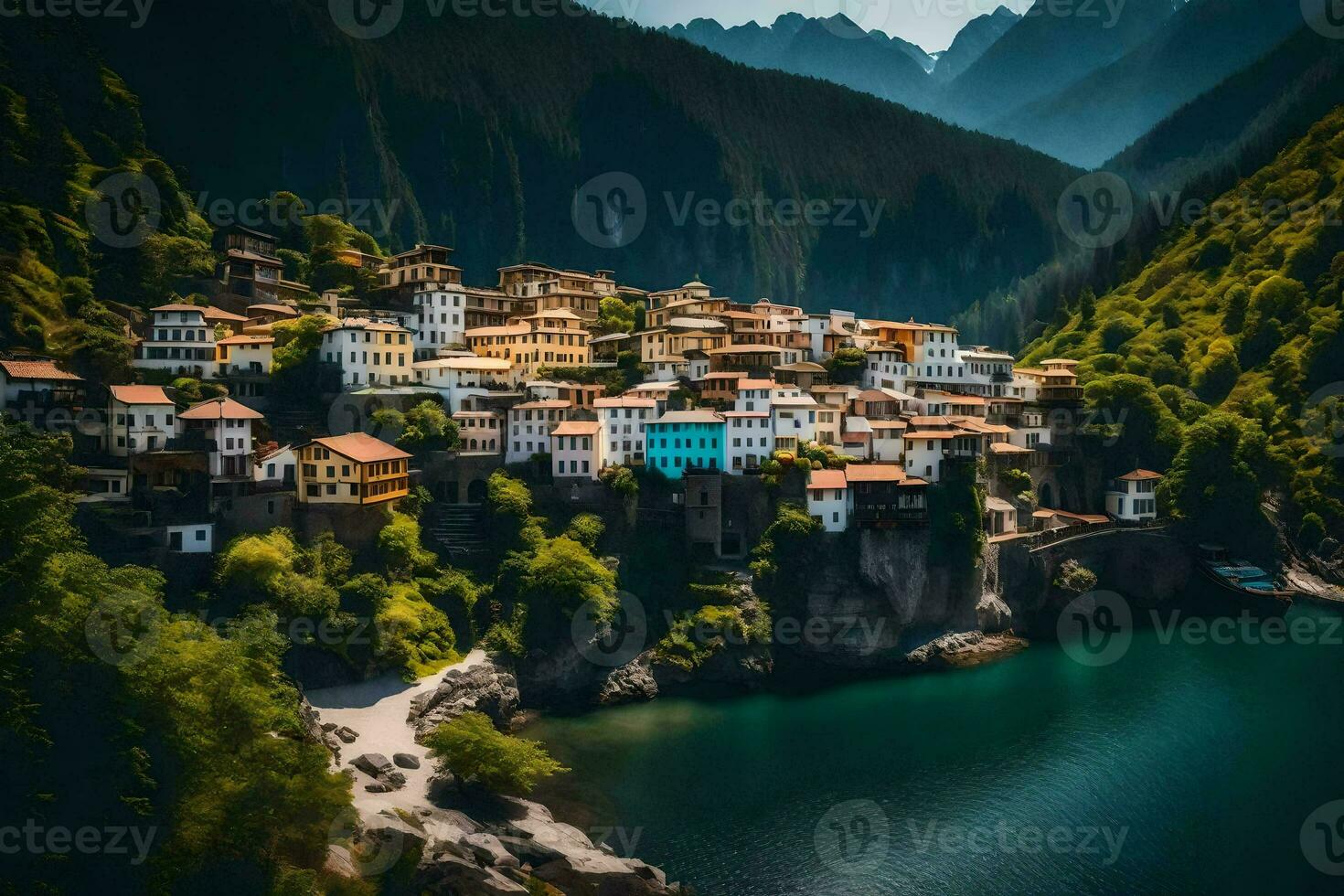 de by av karaburun i albanien. ai-genererad foto