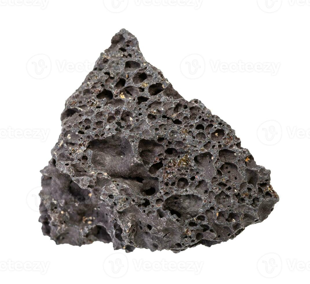 grov svart pimpsten sten isolerat på vit foto