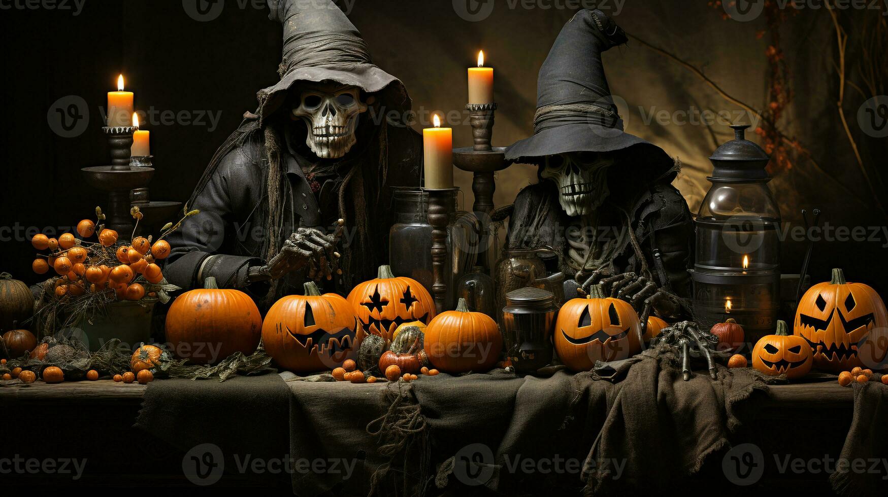 tecknad serie illustration av barn fira halloween foto