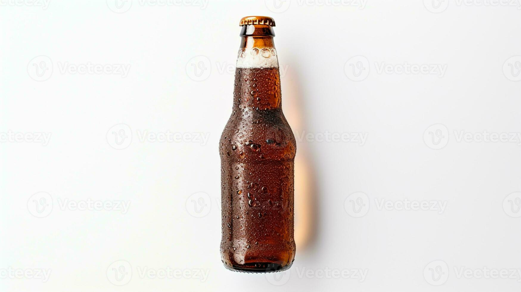 Foto av en rot öl isolerat på platt vit bakgrund. generativ ai