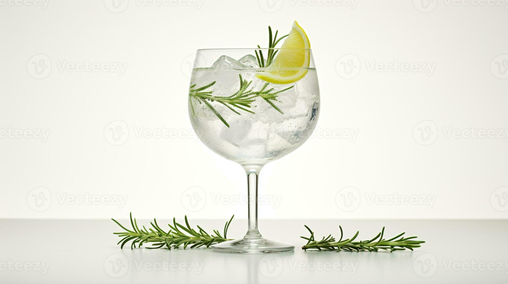 Foto av en gin och tonic dryck isolerat på vit bakgrund. generativ ai