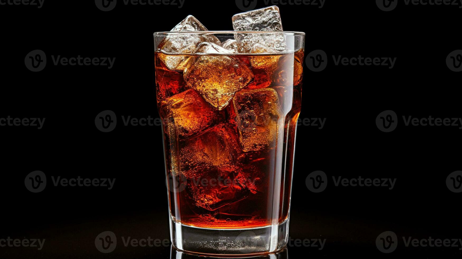 Foto av en Coca Cola dryck isolerat på svart bakgrund. generativ ai
