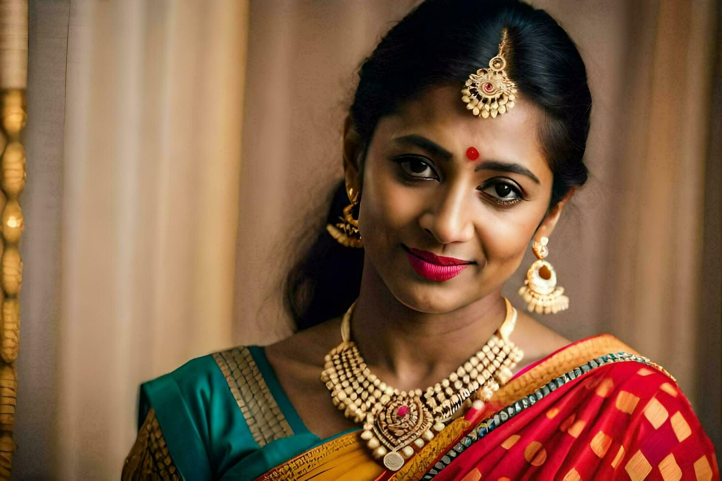 en skön indisk brud i traditionell klädsel. ai-genererad foto