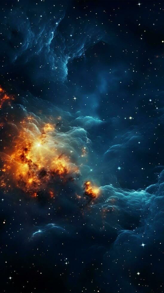 himmelsk natt himmel fylld med stjärnor, nebulosor, och galaxer i abstraktion vertikal mobil tapet ai genererad foto