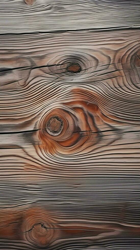 distinkt texturerad trä- styrelse på en vit trä bakgrund vertikal mobil tapet ai genererad foto