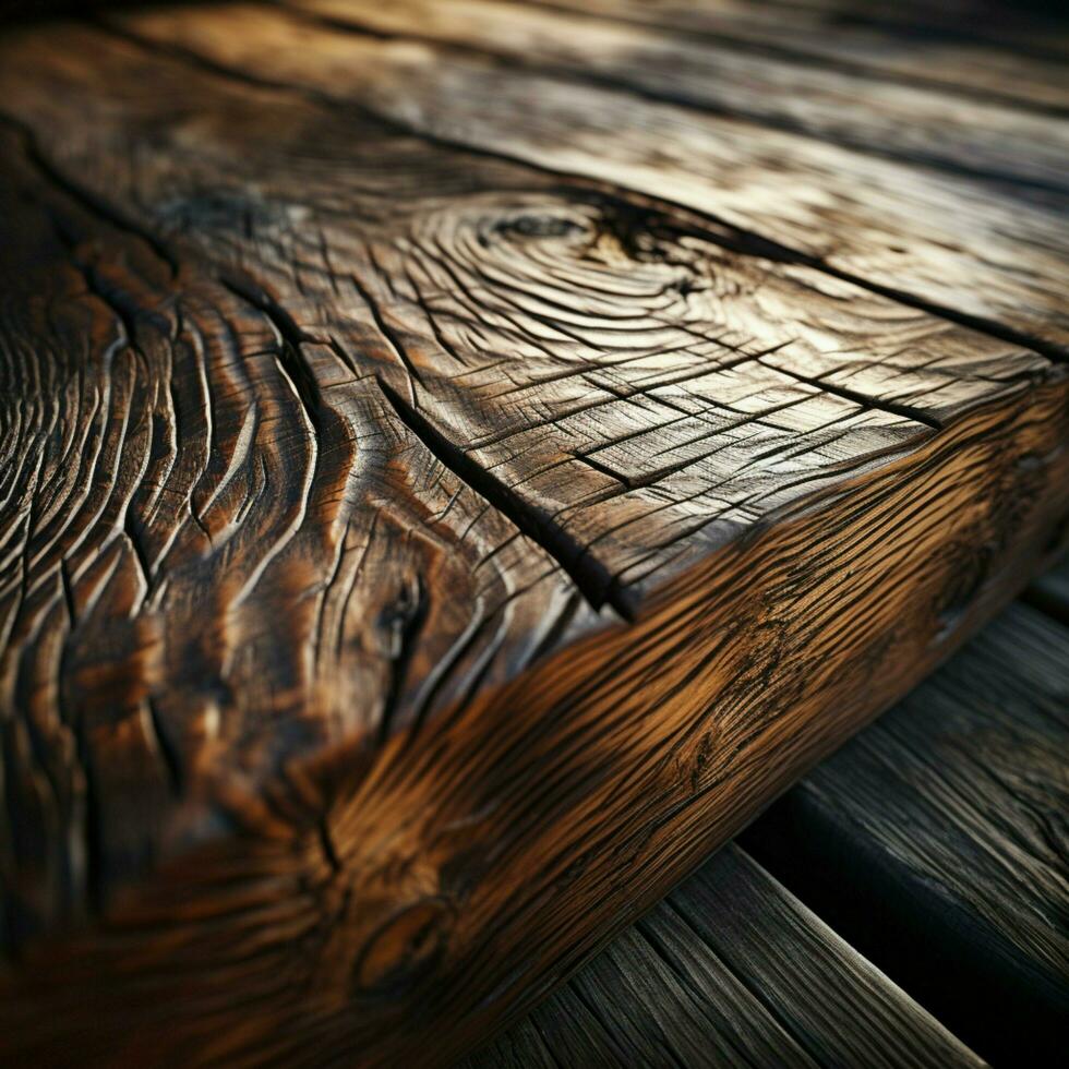 rustik charm i fokus närbild av texturerad trä- tunna, en naturlig bakgrund för social media posta storlek ai genererad foto