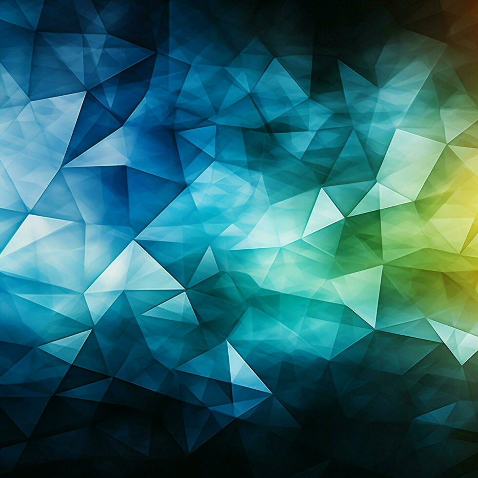 blå, grön, och cyan trianglar sammanfoga med vit, ett abstrakt visuell gobeläng för social media posta storlek ai genererad foto