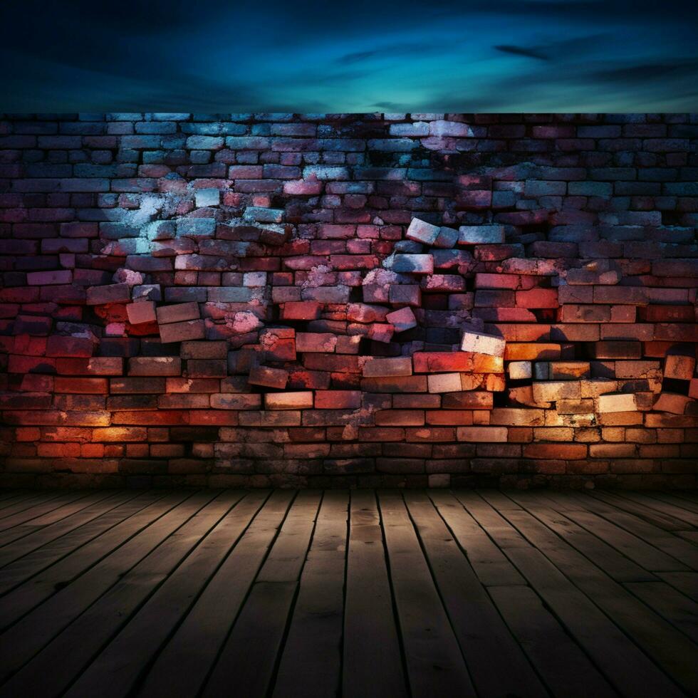 en vägg av skymning nyanser, med tegelstenar förkroppsligande en känsla av dämpad drama för social media posta storlek ai genererad foto