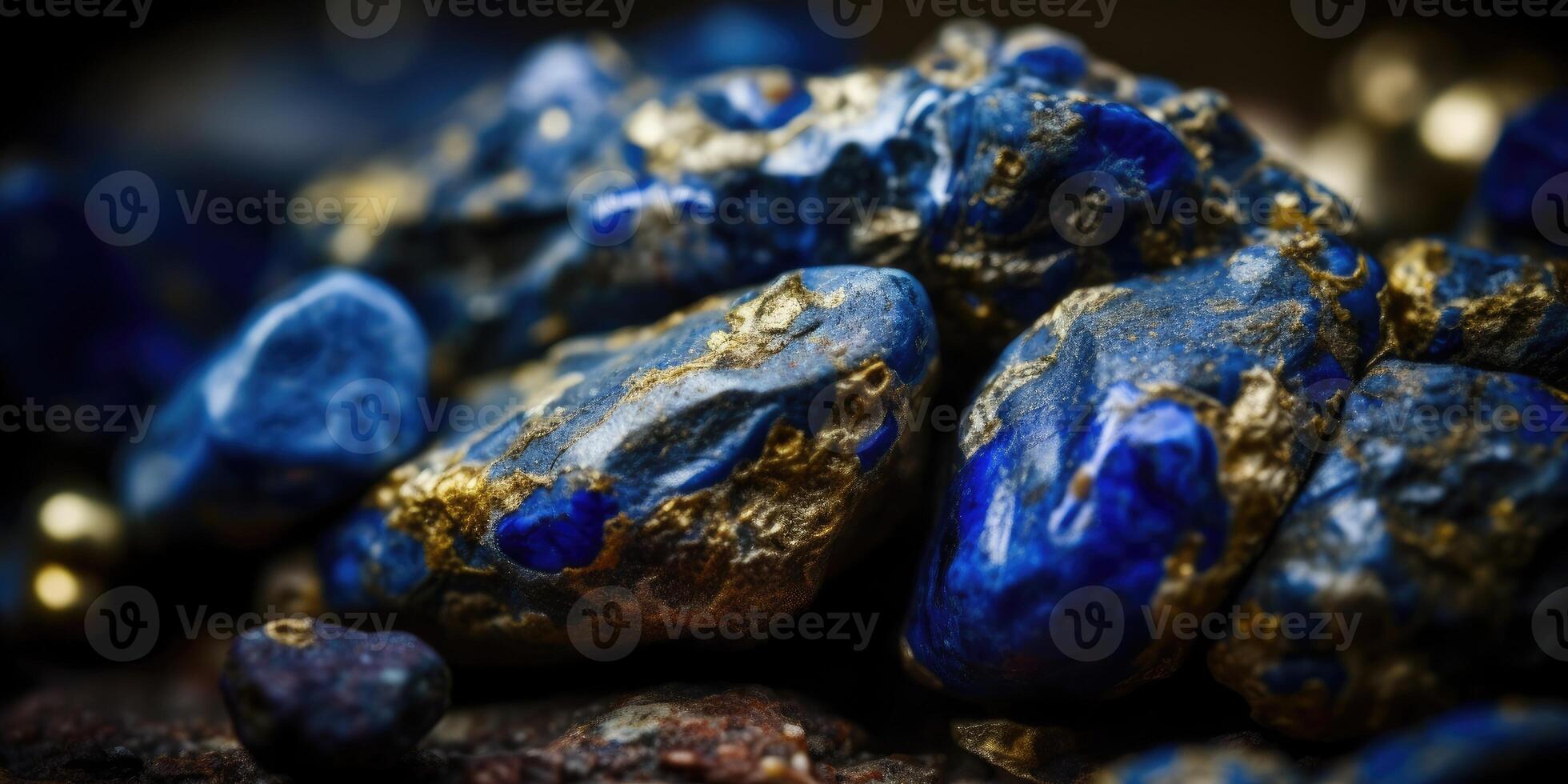 närbild Foto av lapis lazuli mineral sten, makro. generativ ai