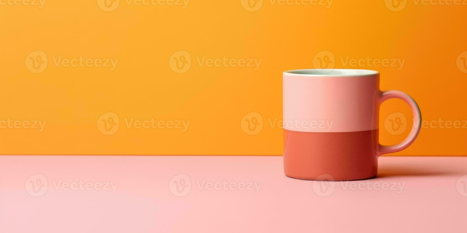 illustration kopp av doftande cappuccino på de tabell närbild. pastell bakgrund. generativ ai foto