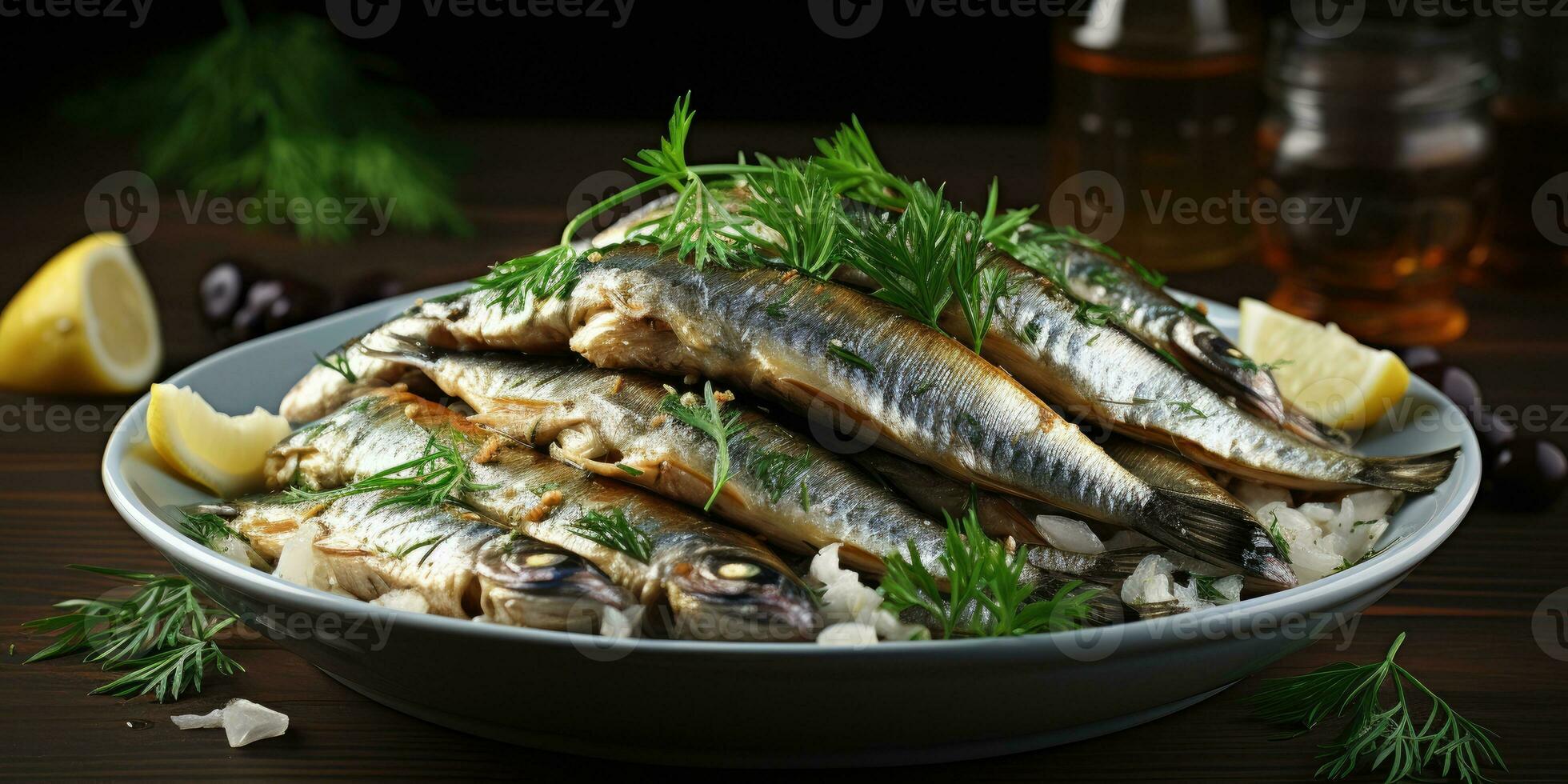 nationell maträtt av de Nederländerna, sill. maträtt närbild. fisk. generativ ai foto