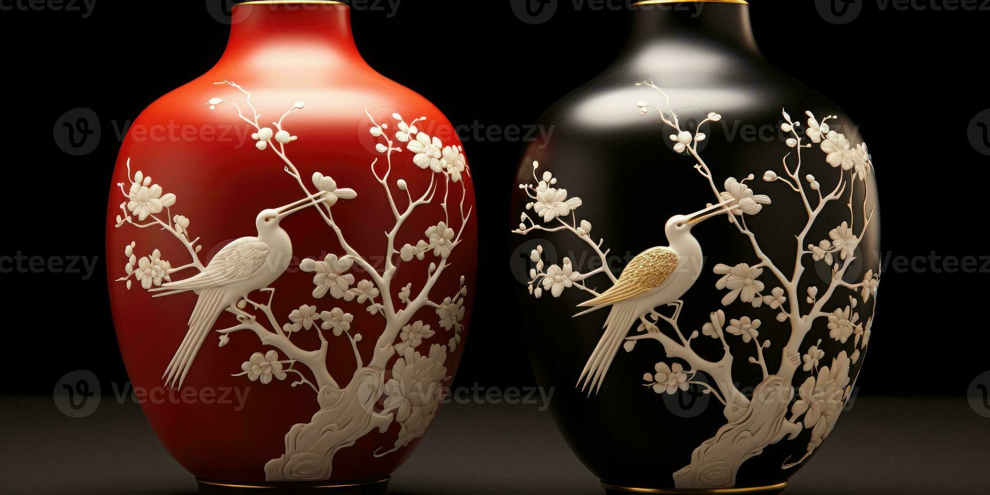 skön kinesisk vaser, nationell mönster och ritningar. generativ ai foto