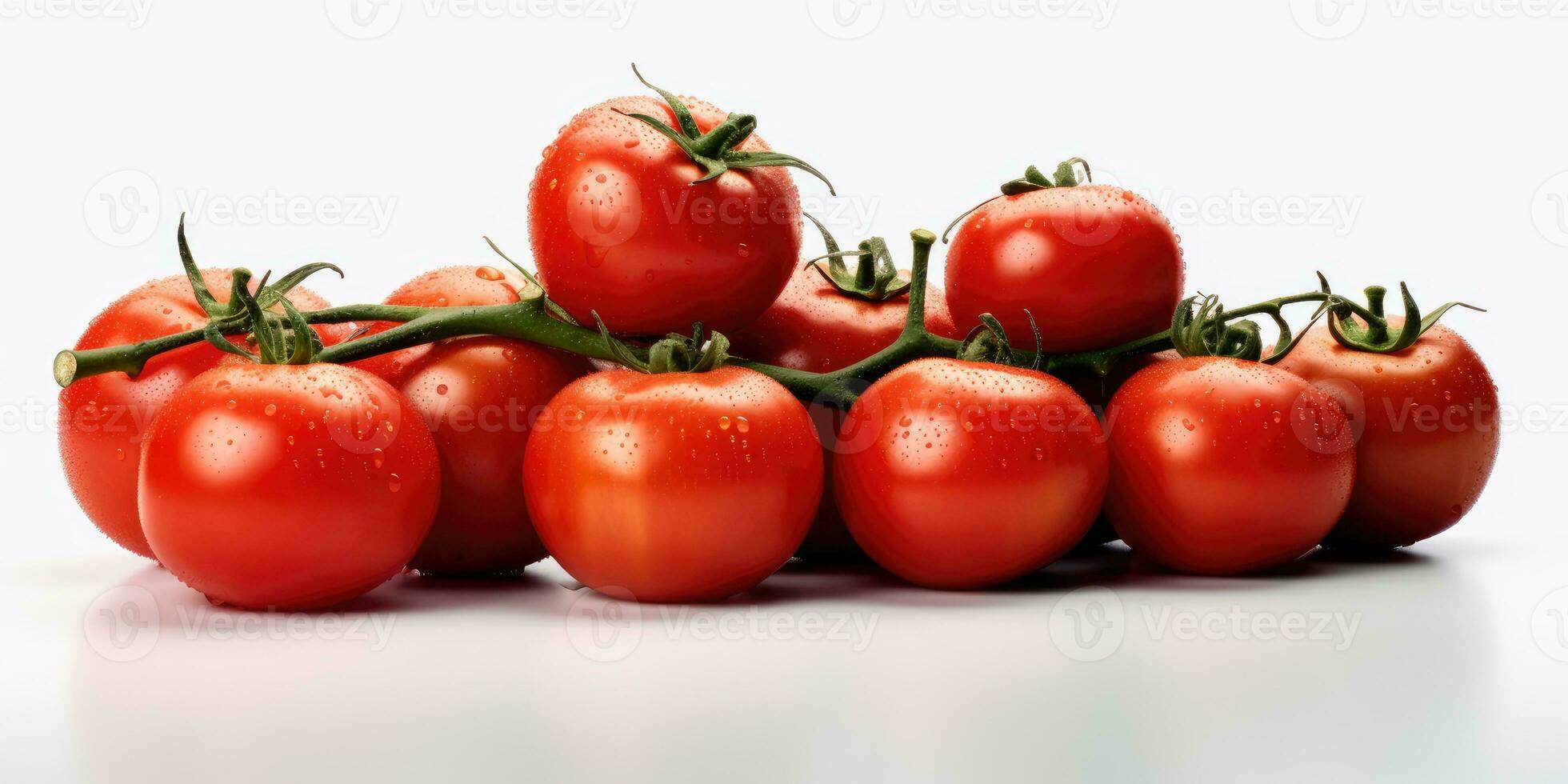 saftig tomater på en vit bakgrund, körsbär tomater. generativ ai foto