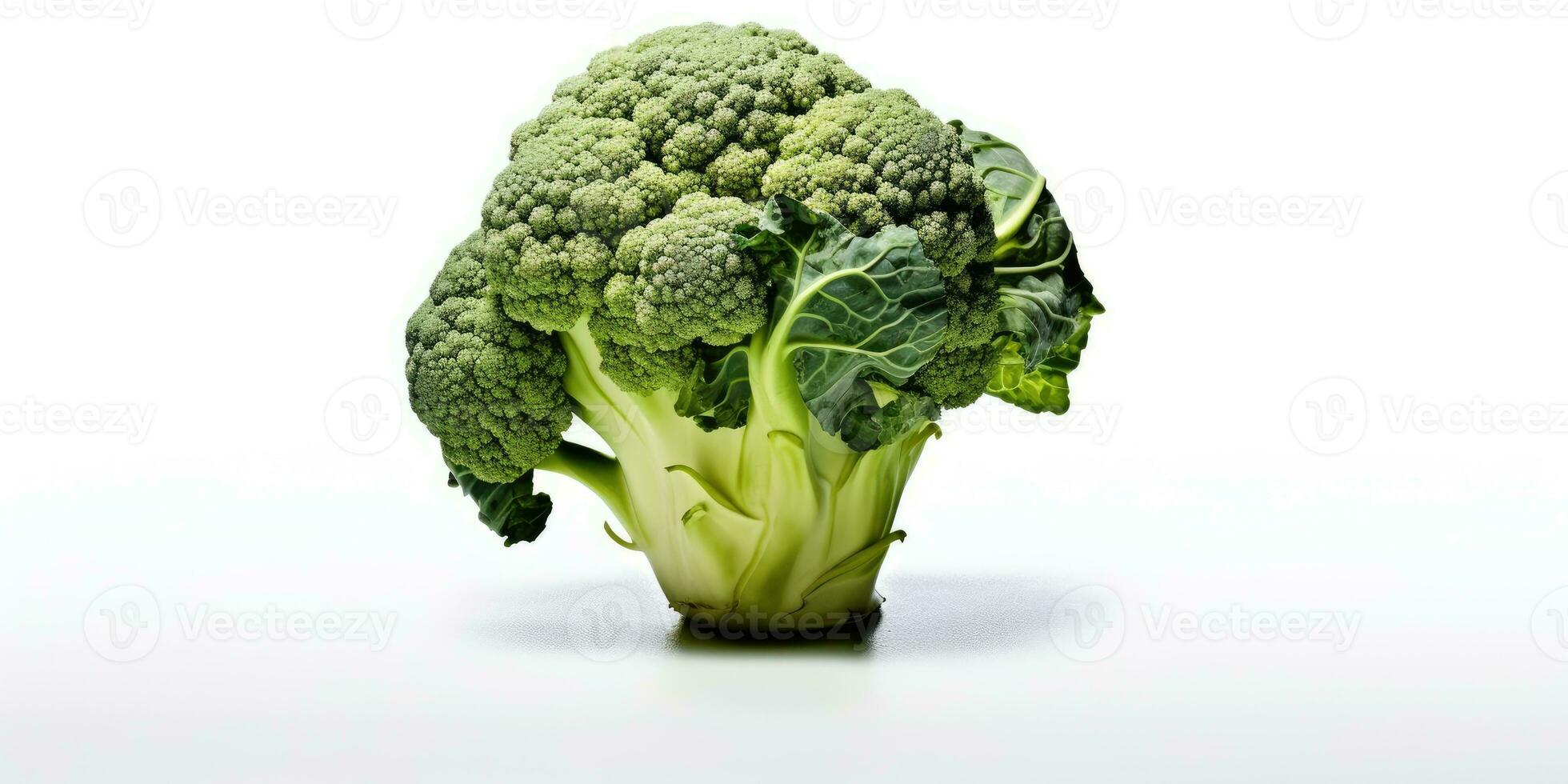 broccoli kål närbild på en vit bakgrund. generativ ai foto