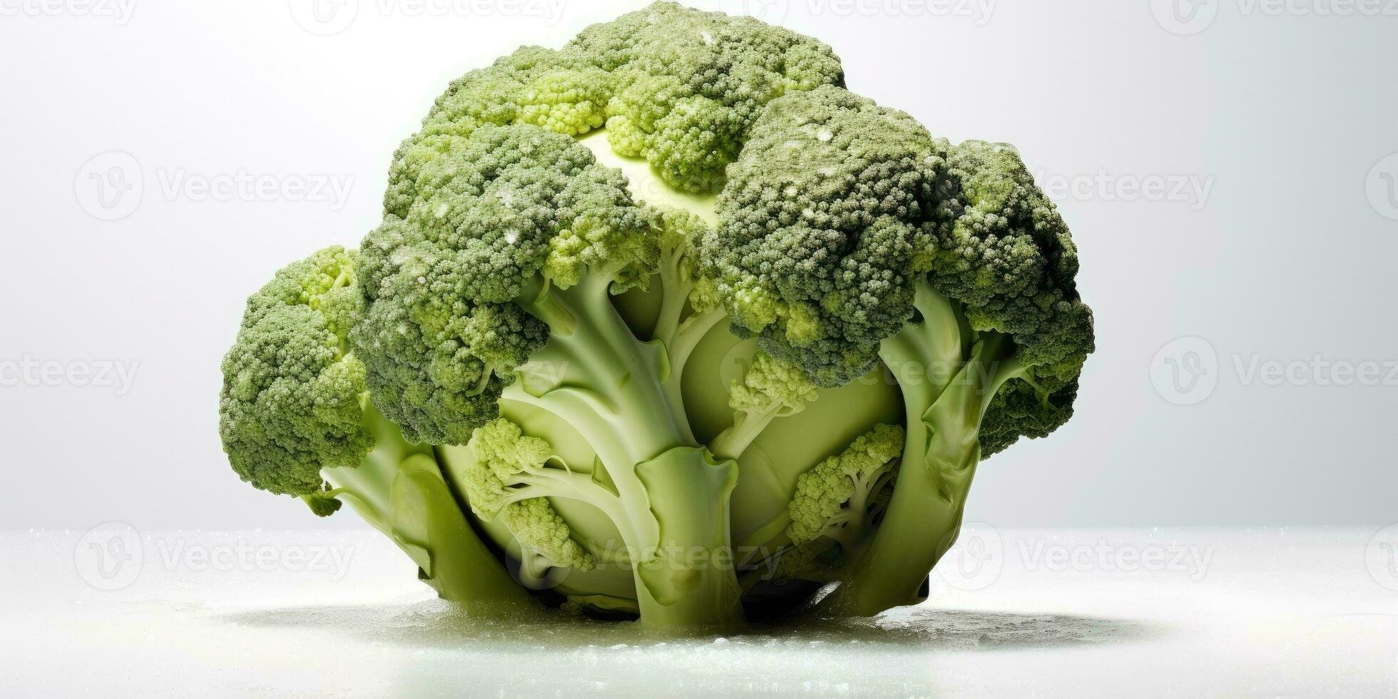 broccoli kål närbild på en vit bakgrund. generativ ai foto
