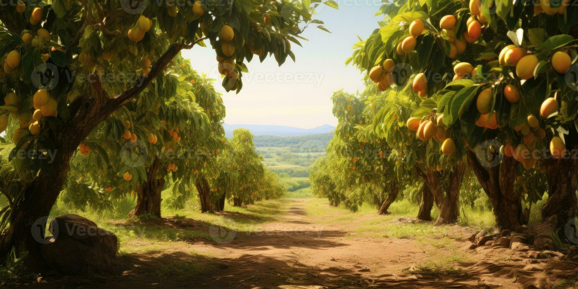 mango träd och mango trädgård, mango träd. generativ ai foto