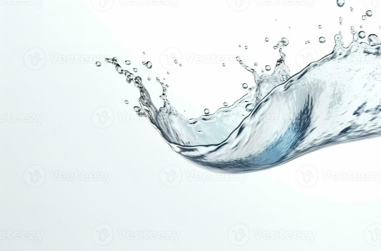 stänk av ren transparent vår vatten på en vit bakgrund. ai genererad foto