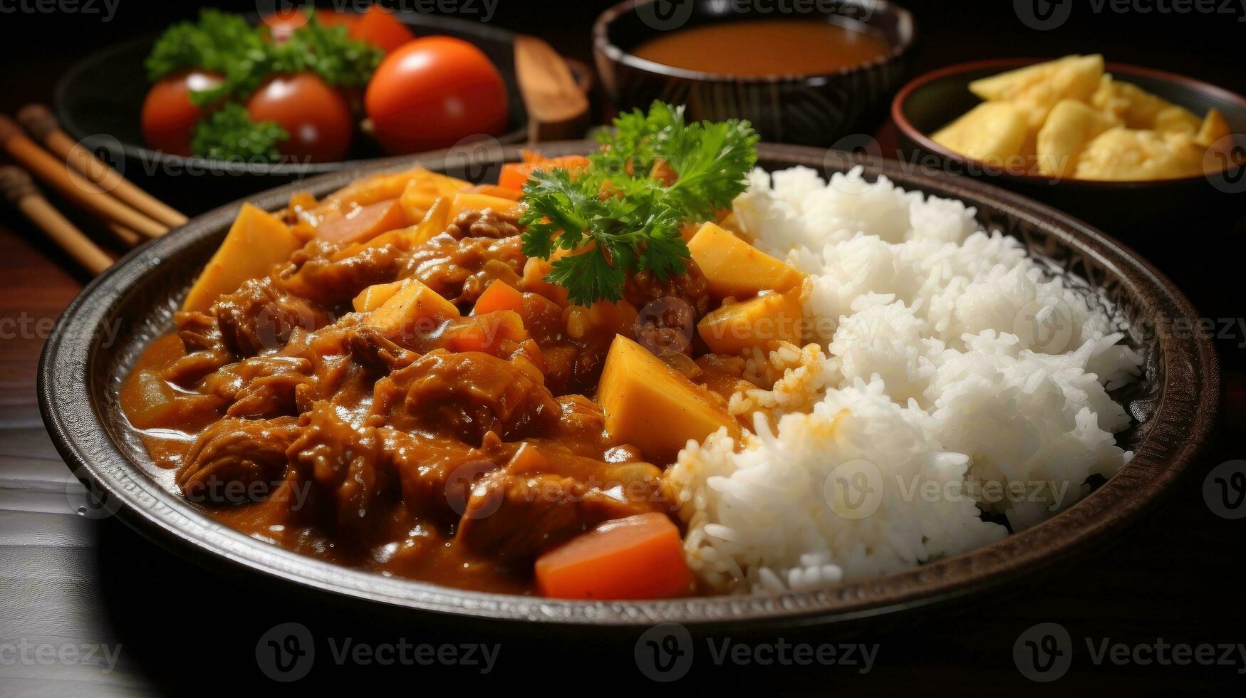 japansk curry ris ai genererad foto