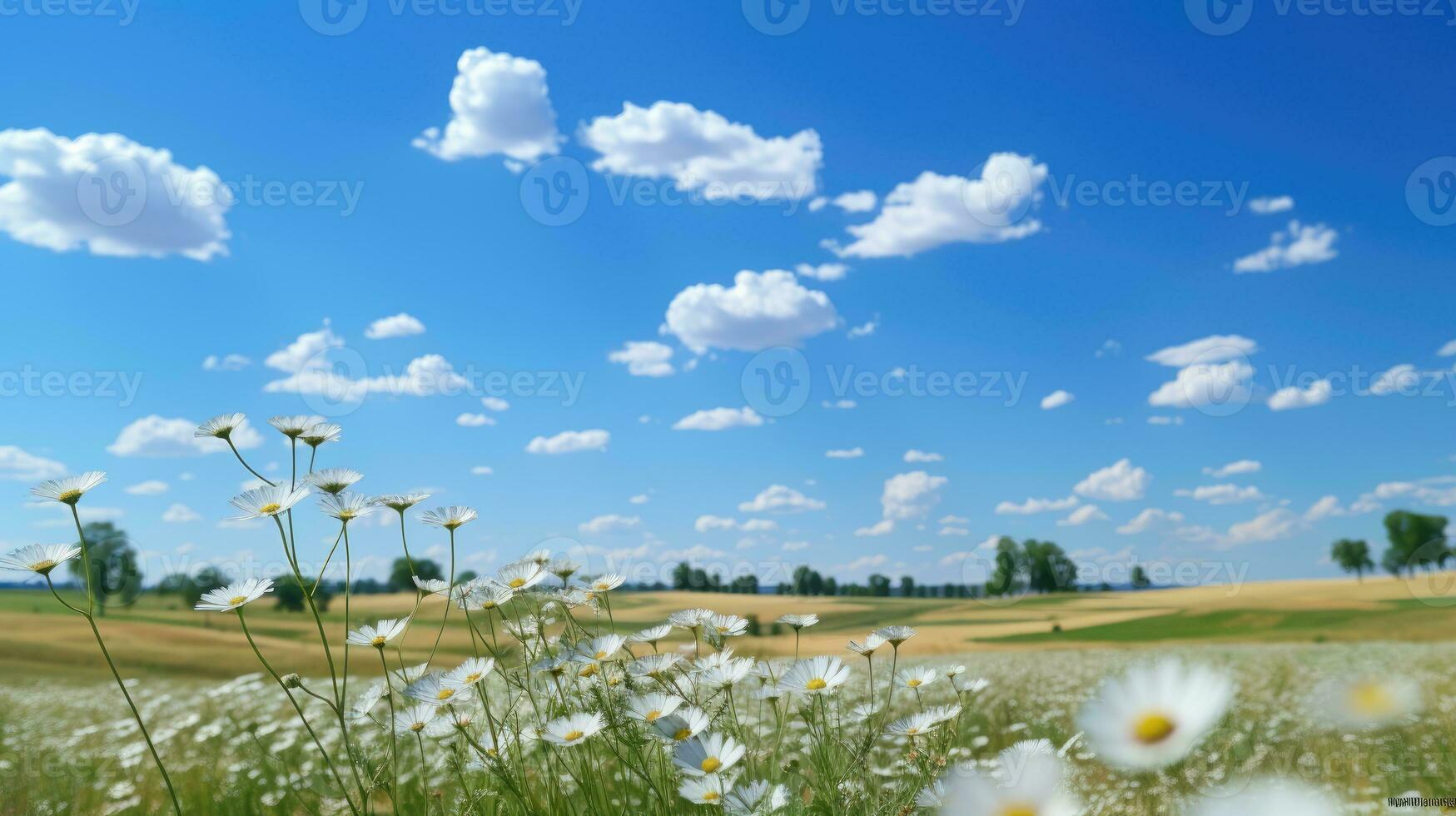 sommar dag och moln i de blå himmel ai genererad foto