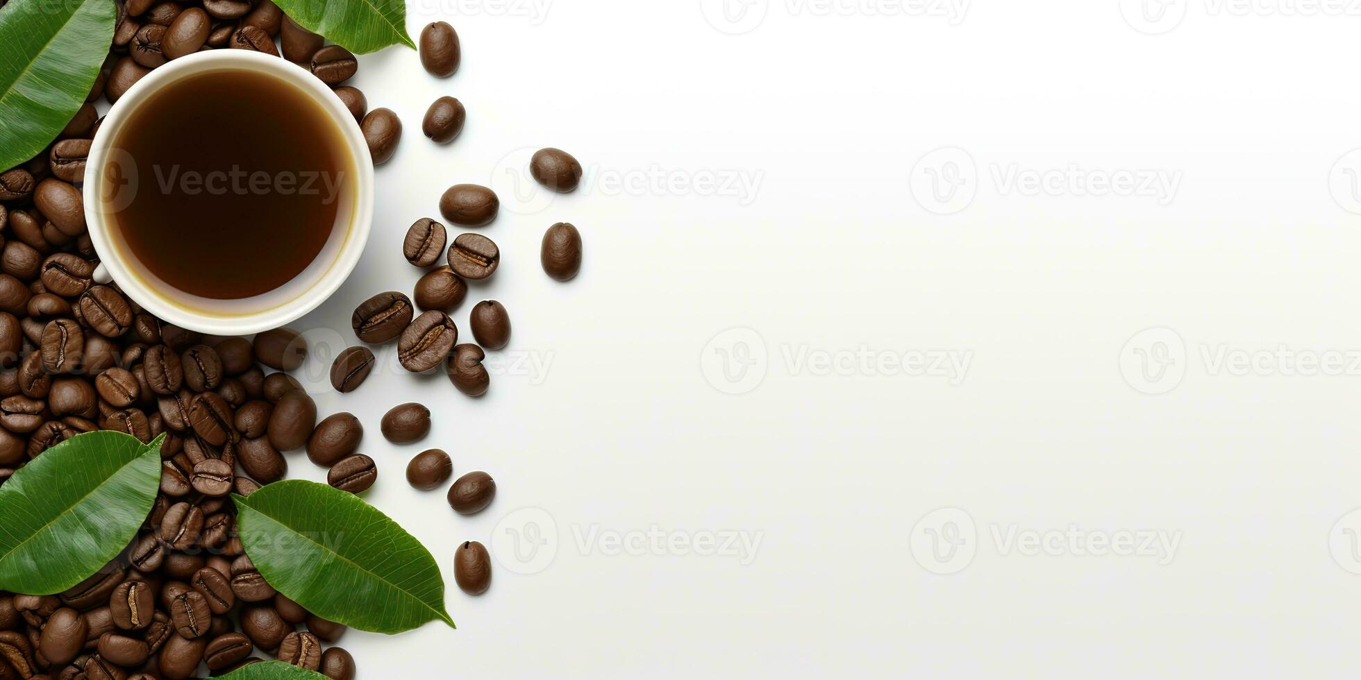 topp se glas kaffe med kaffe bönor isolerat vit bakgrund, internationell kaffe dag begrepp, ai genererad foto