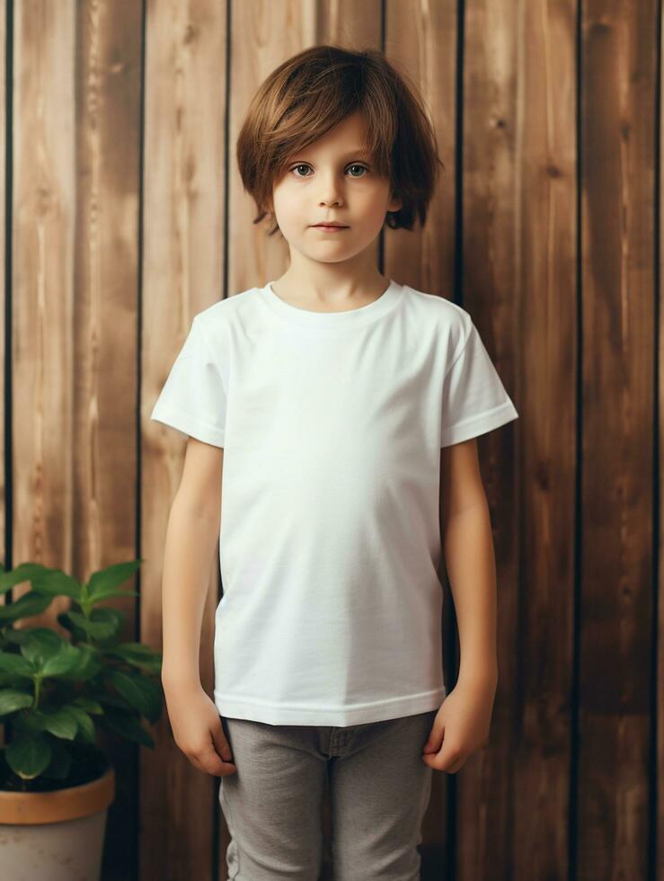 tom vit bebis t-shirt för attrapp design ai genererad foto