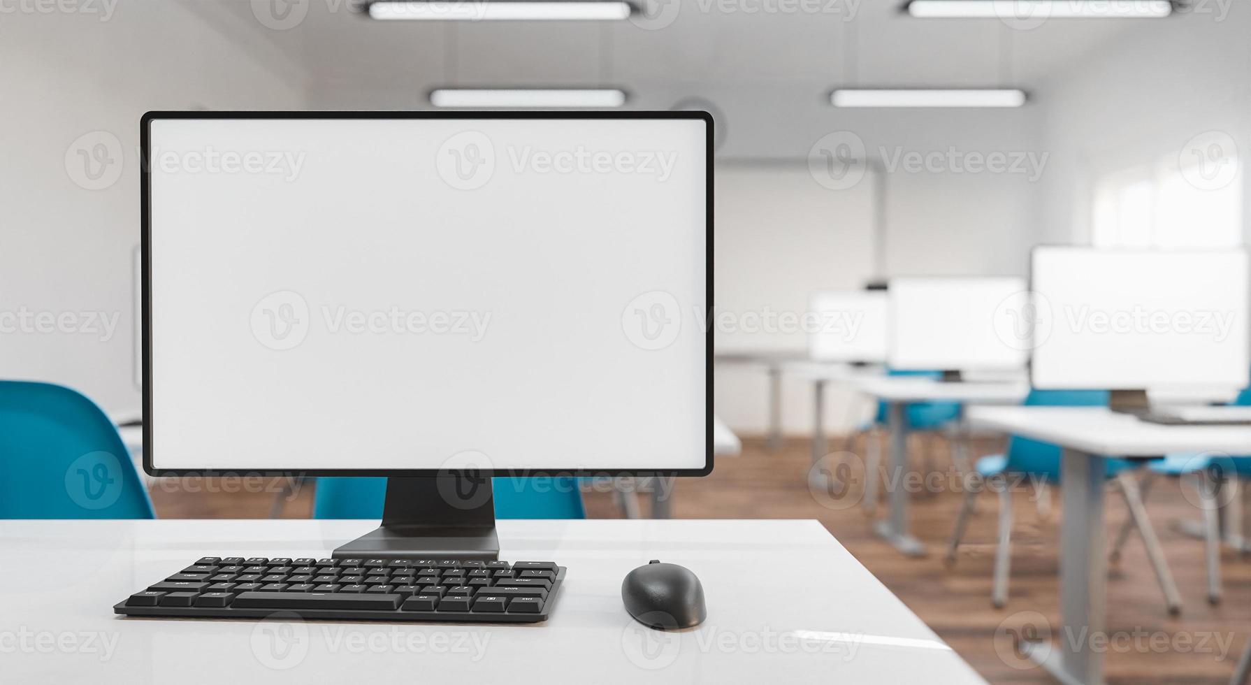 mockup av datorskärm i ett klassrum foto