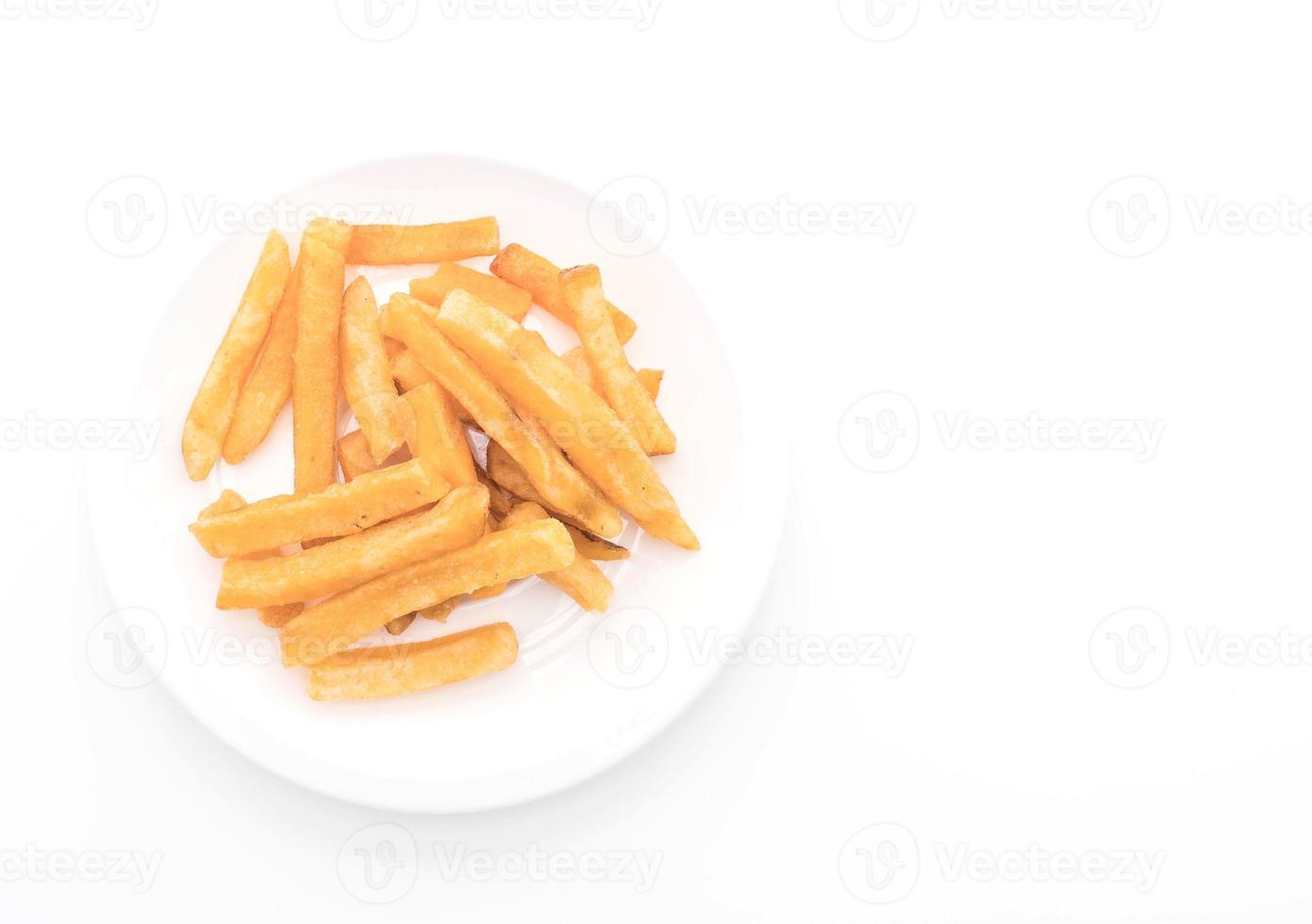 pommes frites på vit bakgrund foto