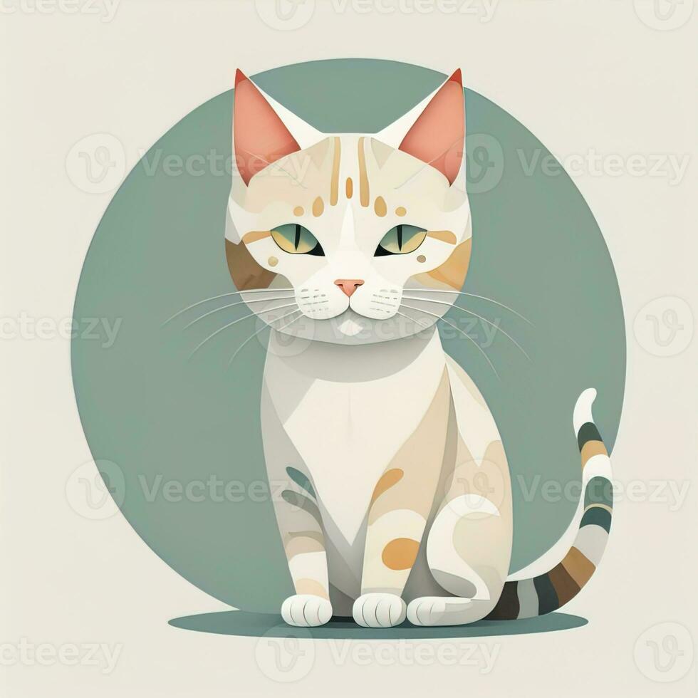 söt katt Sammanträde på de golv. vektor illustration i retro stil. ai generativ foto