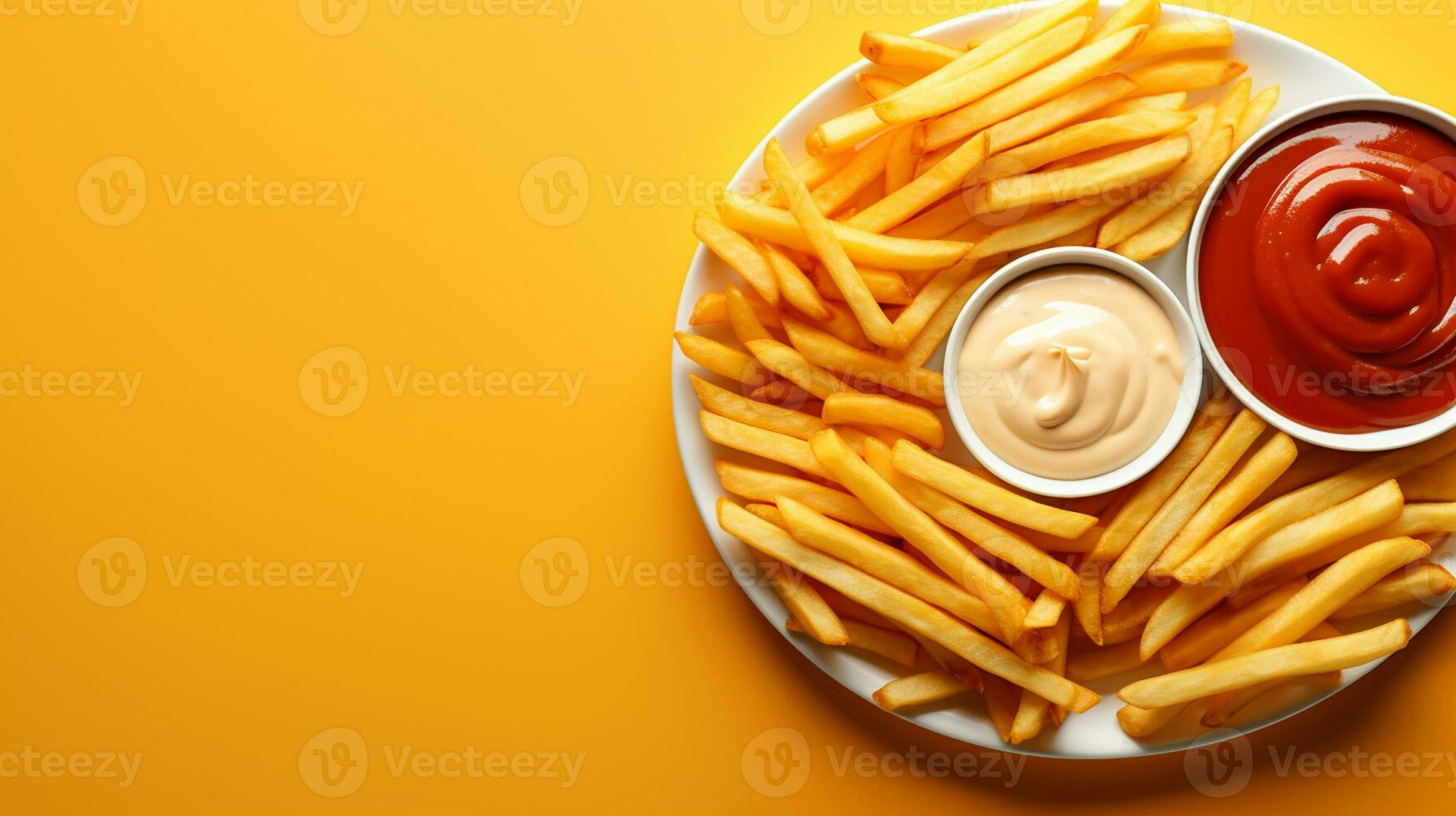 nyligen kokta Krispig franska pommes frites, ohälsosam snabb mat, ai generativ foto