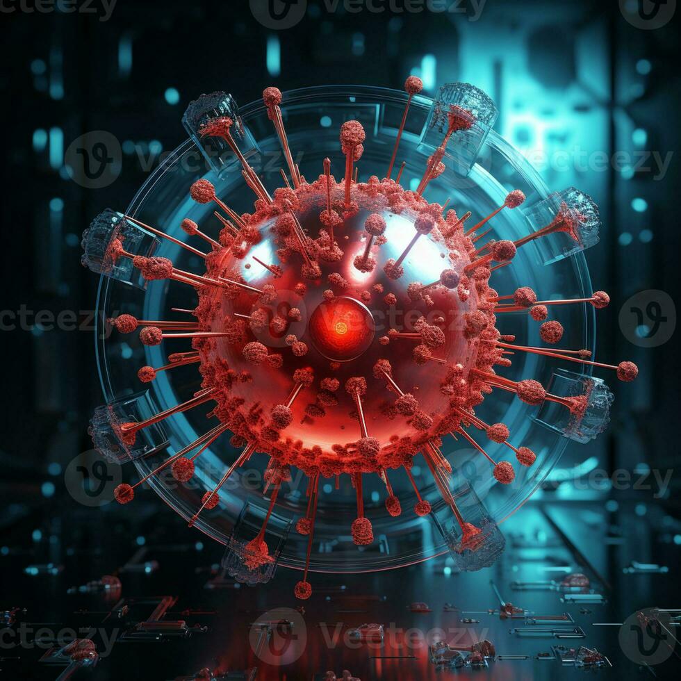 ett illustration av cell immunitet systemet, cell virus begrepp konst, ai generativ foto