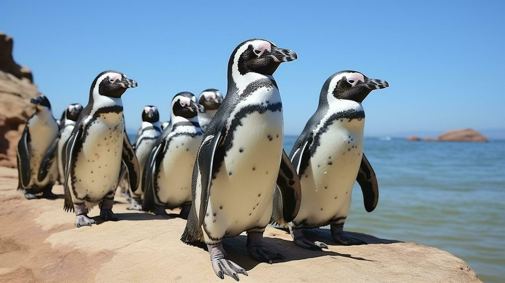 vaggande undra en lekfull pingvin parad, ai generativ foto