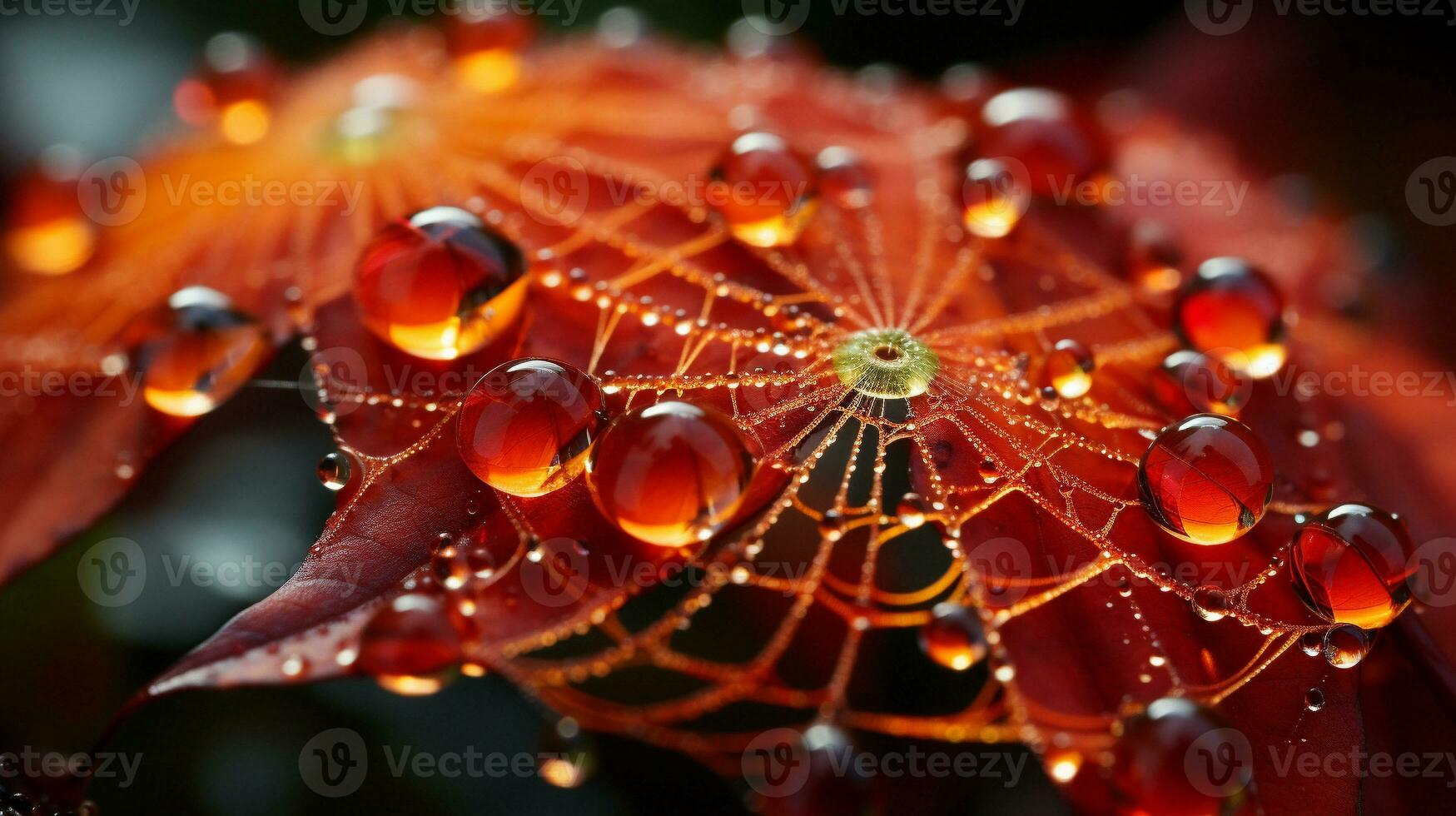 morgon- dagg på spindelnät, generativ ai foto