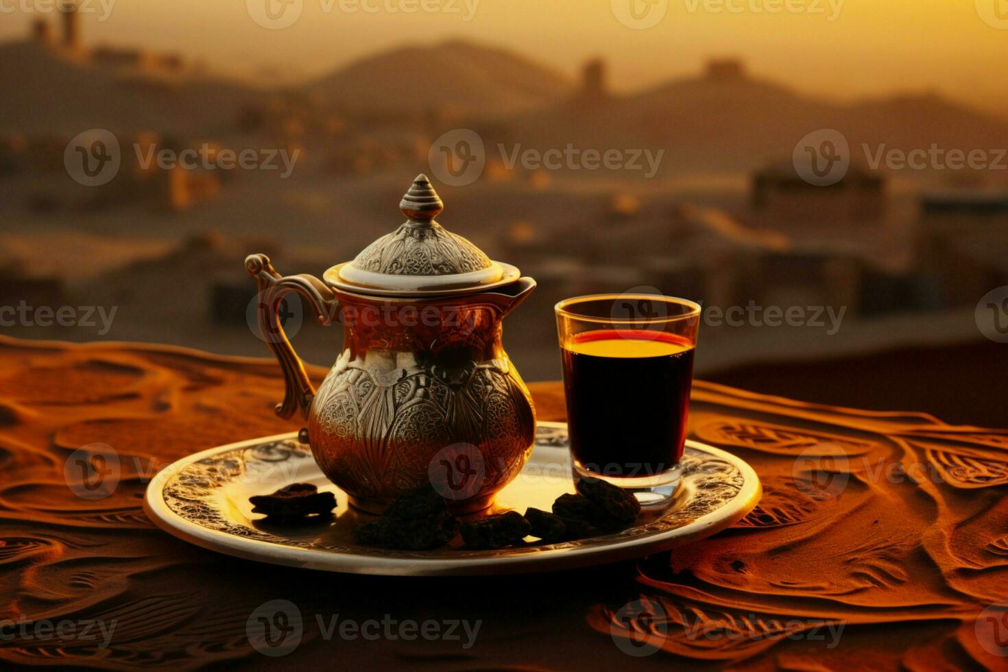njuta av de väsen av arabien med en robust kopp av svart kaffe ai genererad foto