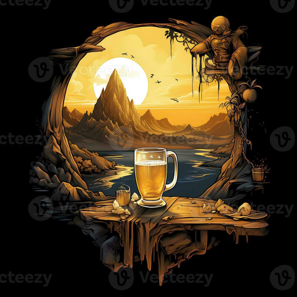 skön se av öl i glas genererad förbi ai foto