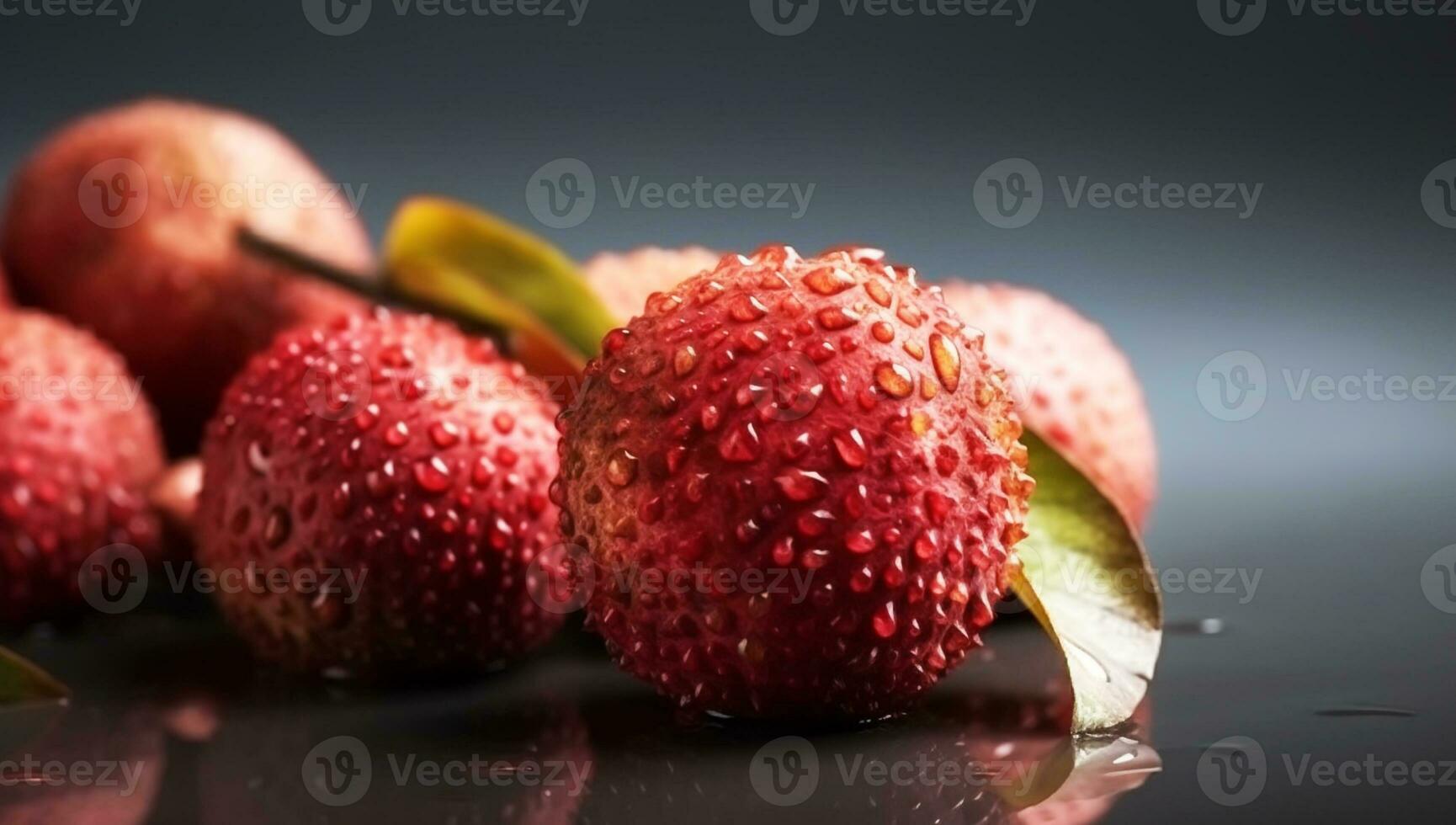 närbild av utsökt litchi. ai genererad foto