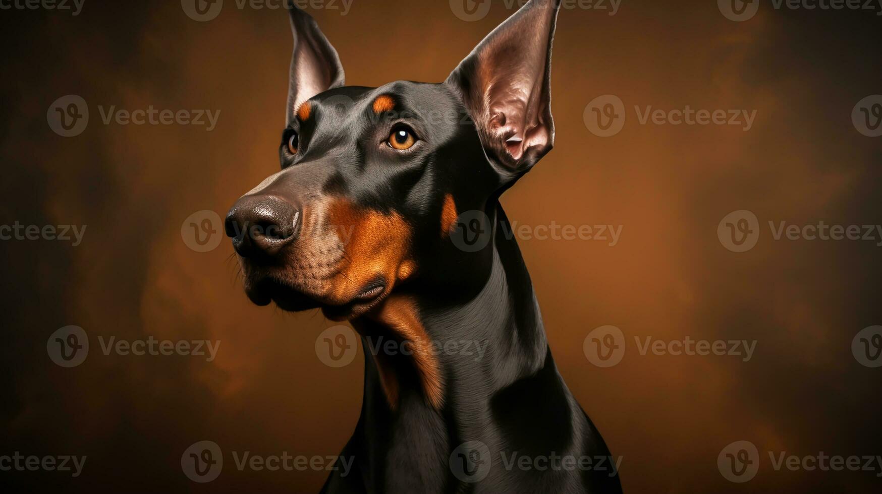 realistisk porträtt av doberman hund. ai genererad foto