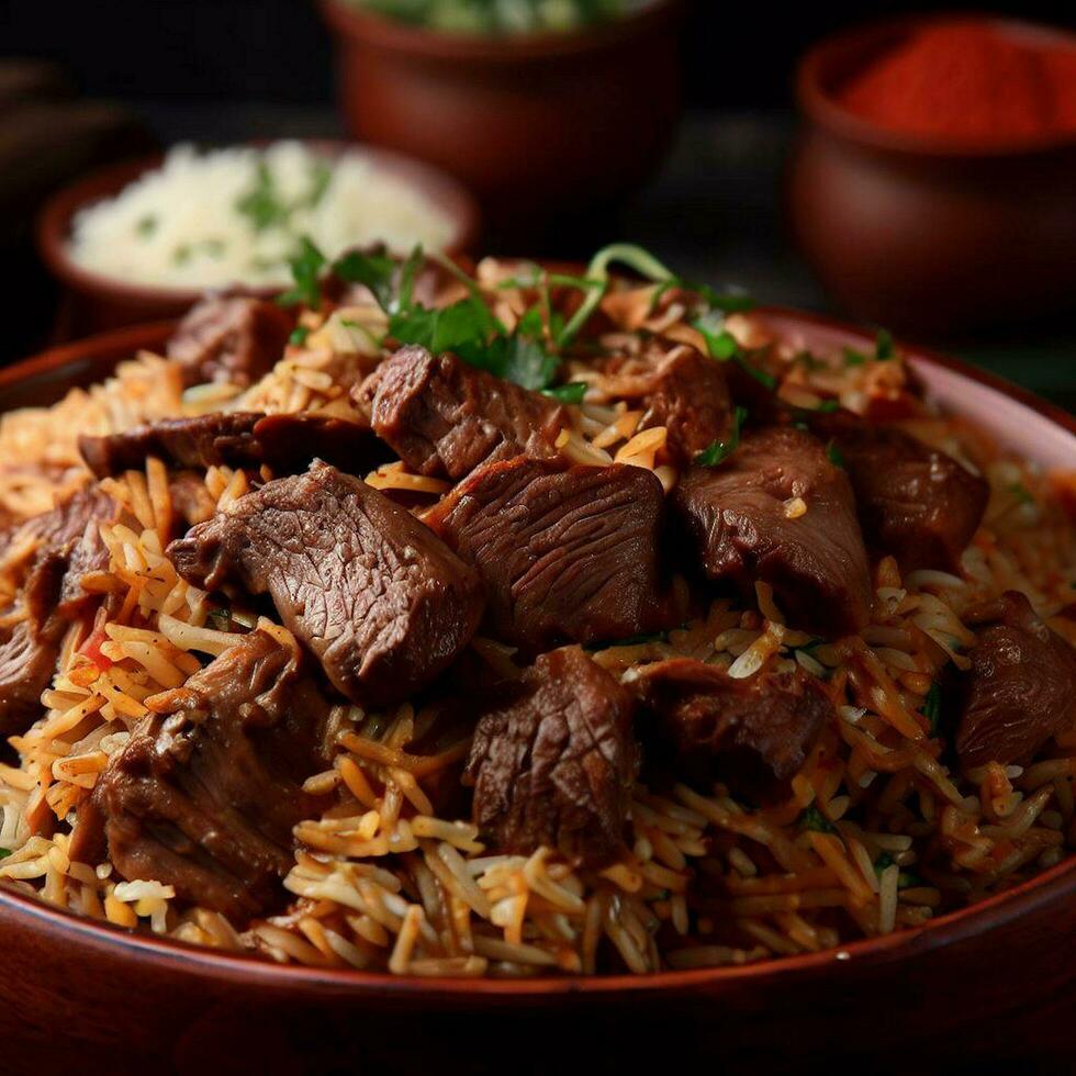 aromatisk basmati biryani tillverkad med generativ ai foto