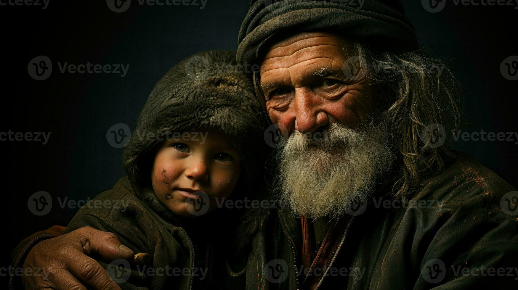 intim ögonblick mellan en farfar och hans barnbarn. generativ ai foto