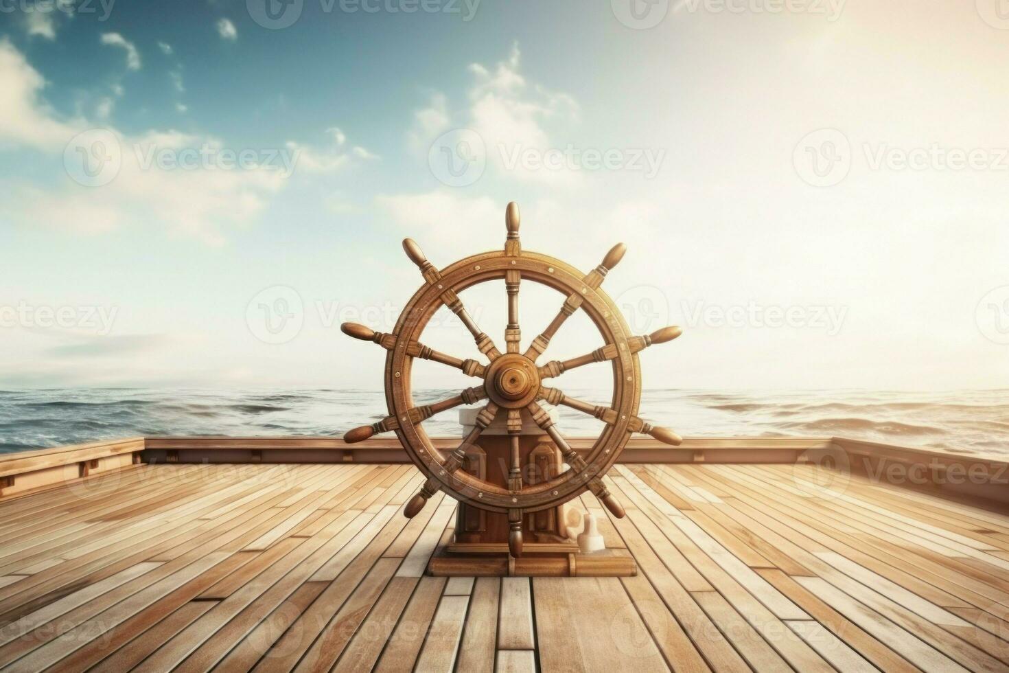 styrning fartyg hjul. generera ai foto