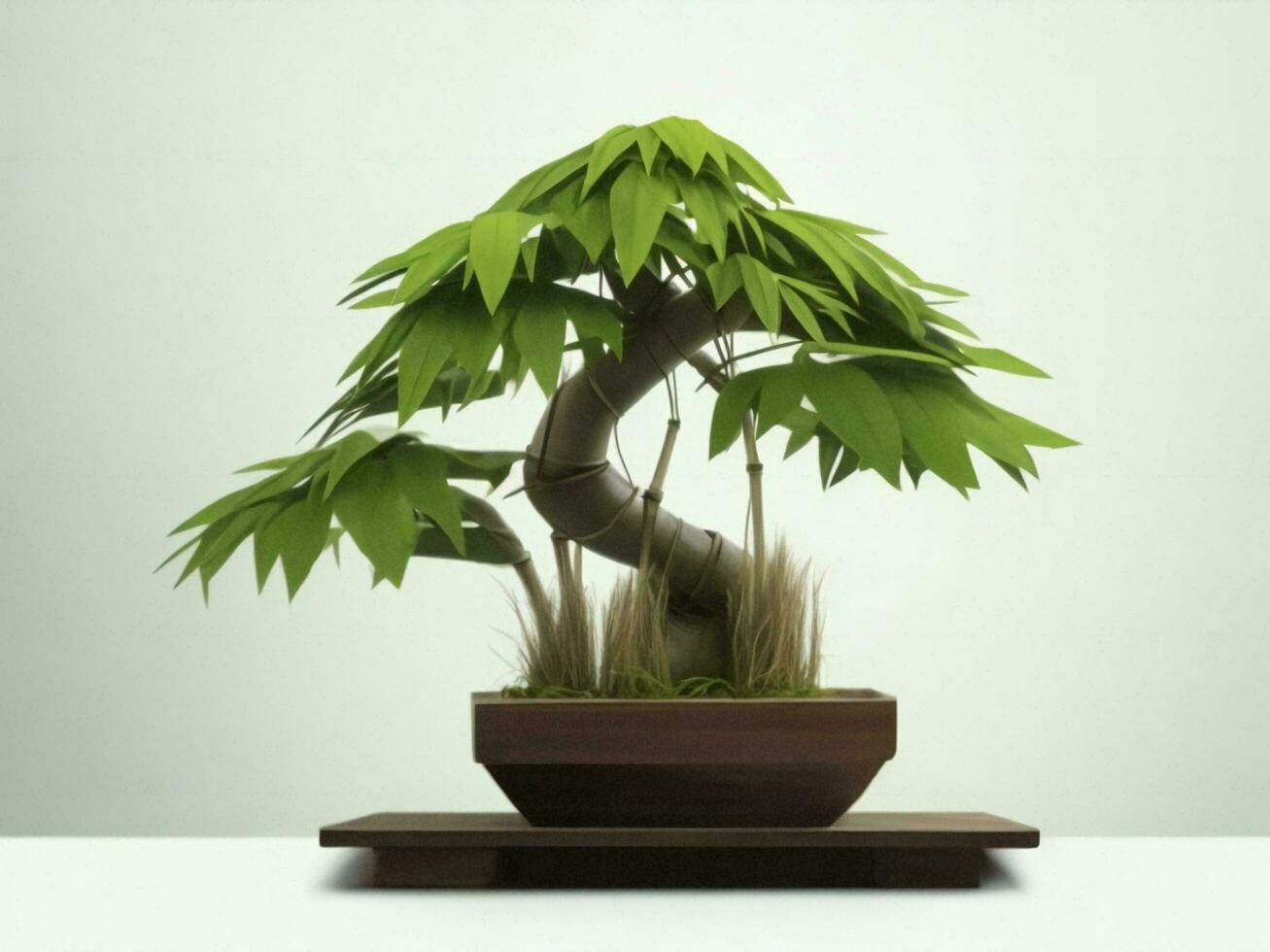 skön dyr bonsai träd på vit bakgrund ai genererad foto