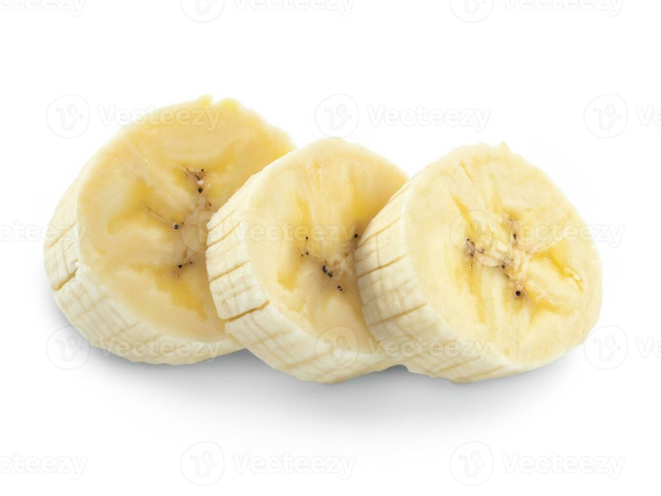 bananskivor isolerad på en vit bakgrund foto