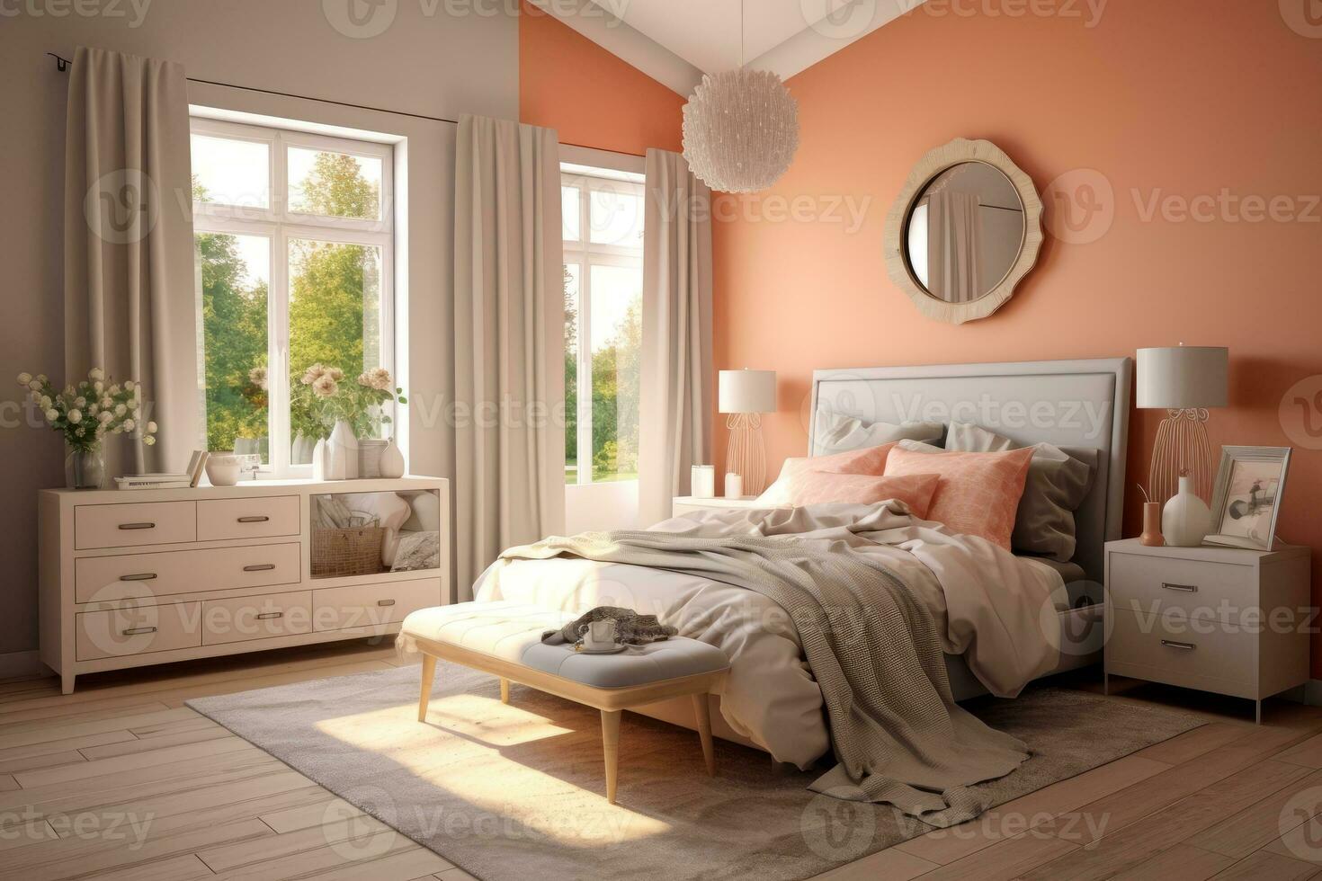 ai generativ Foto av en elegant och modern sovrum