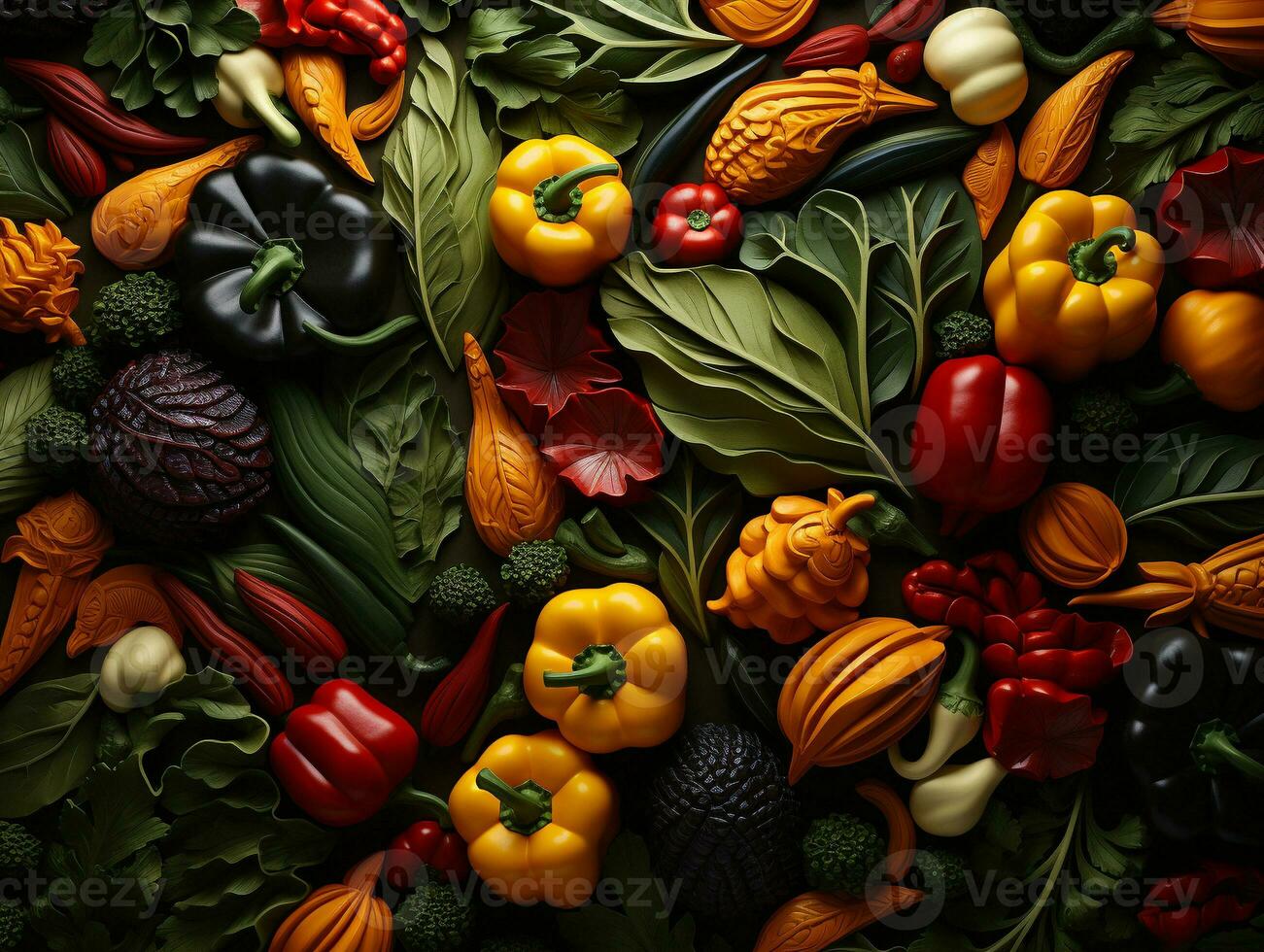 ai genererad grönsaker mönster bakgrund Foto