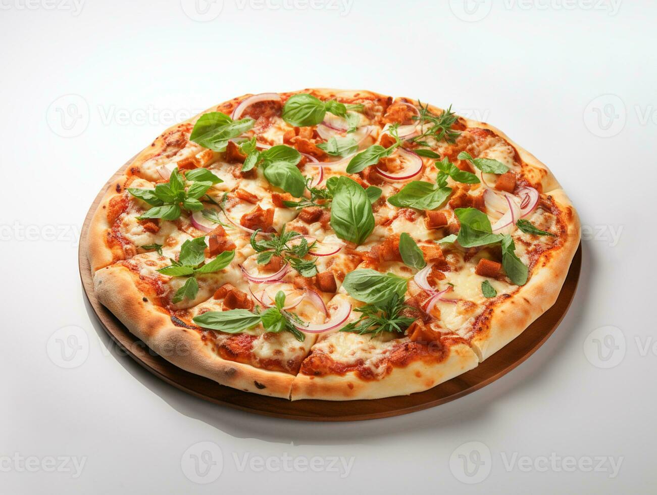 ai genererad decious italiensk pizza snabbmat Foto vit bakgrund