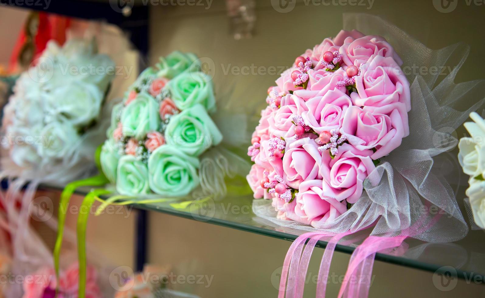 färgglada bröllopsbukett vackra romantiska blommor foto