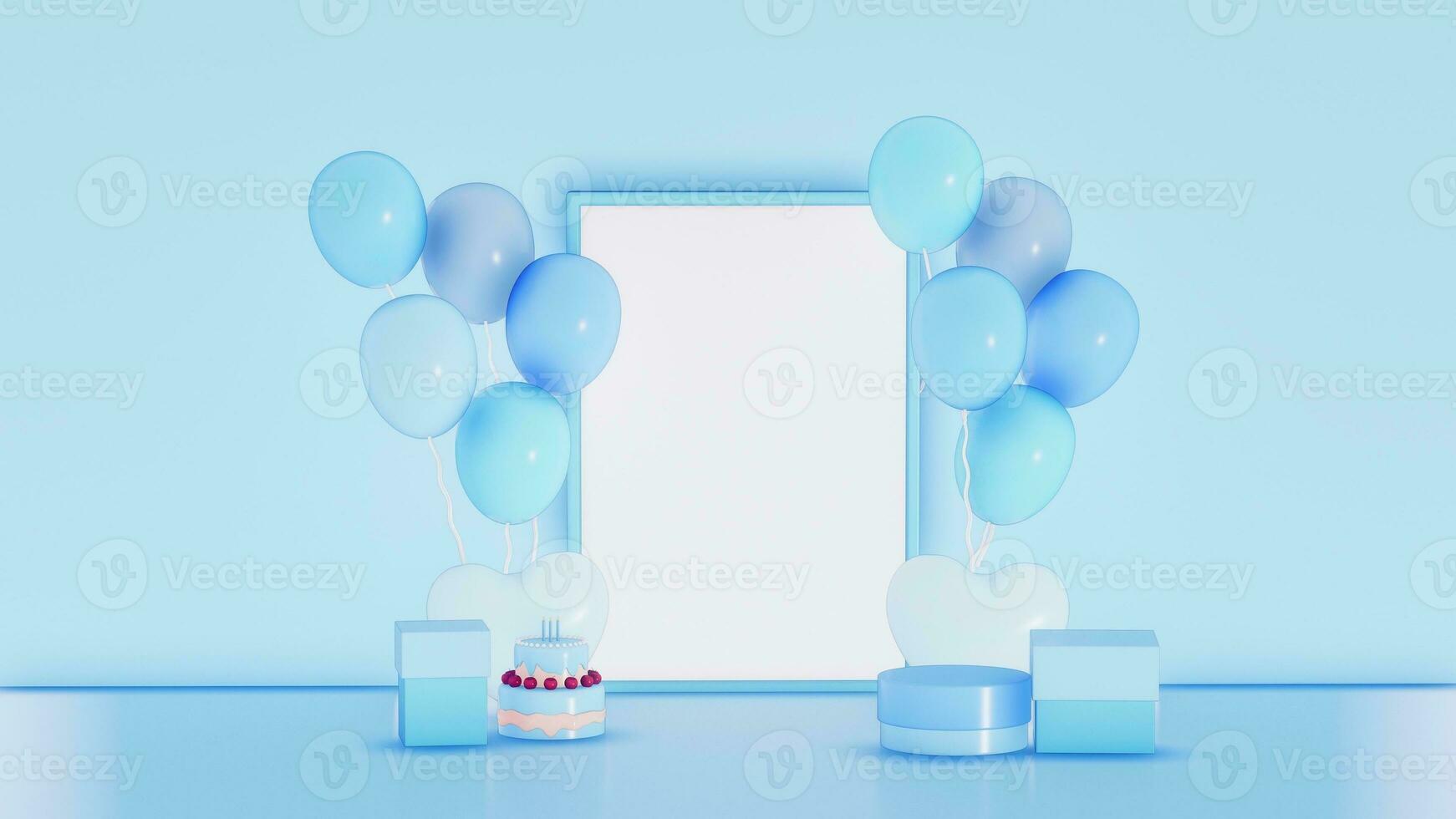 födelsedag 3d med podium bakgrund för produkt , fira , reklam . pastell bakgrund . 3d tolkning foto