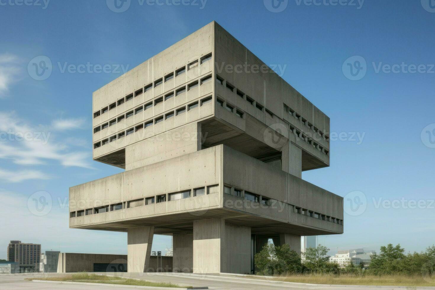 brutalist modern byggnad betong. generera ai foto